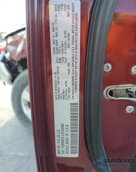 2020 Ram 1500 Classic Tradesman from USA, damaged, VIN 1C6RR6FG1LS153362